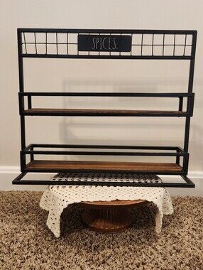 Rae Dunn Wood And Metal 'SPICES' Rustic Spice Rack